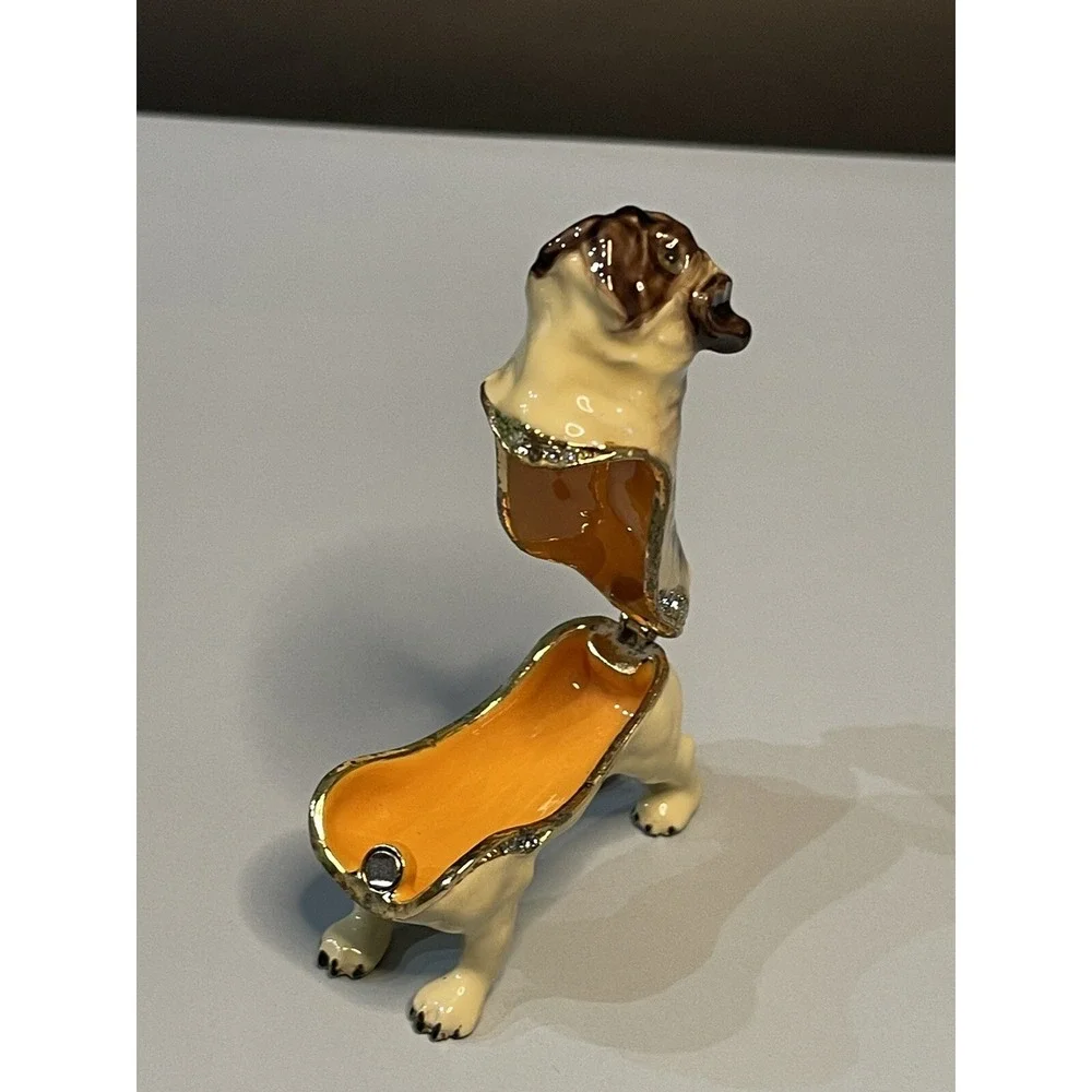 Pug Jeweled Trinket Box with Crystals Out Of Box